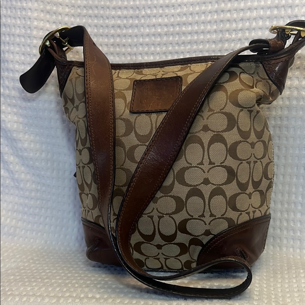 Coach Tan and Brown Signature Cross Body Bag - Picture 15 of 15